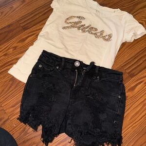 Guess Black Frayed Jean Shorts